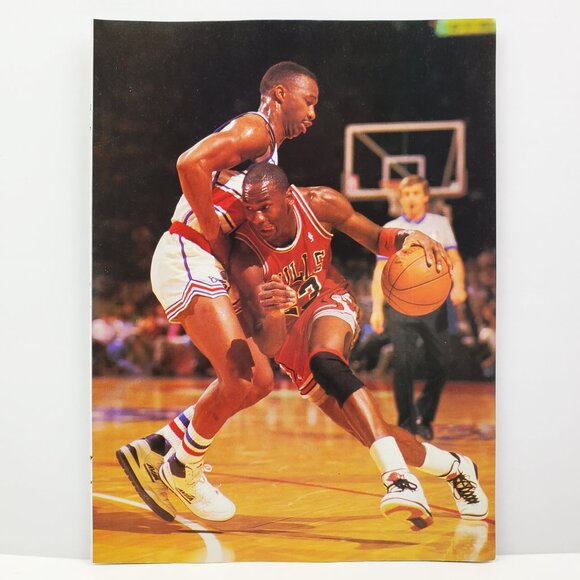 Michael Air Jordan Vintage Pull-Out Poster 1989 Chicago Bulls 80s Double Sided - Picture 10 of 10